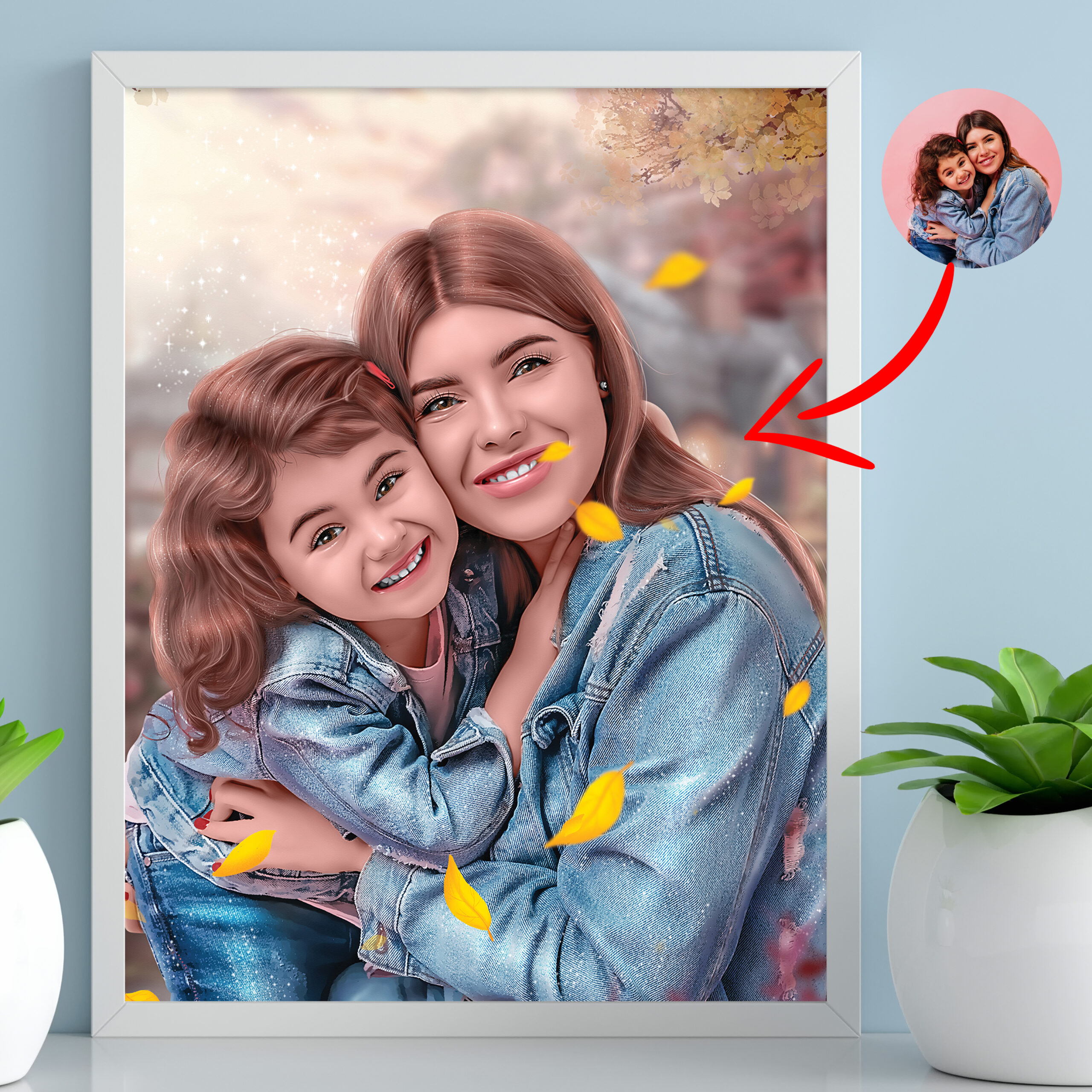 Portrait dessin personnalisé réaliste (Tableau) – Image 2
