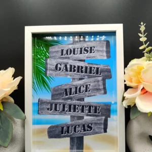 Tableau personnalisable avec prénoms (Plage)