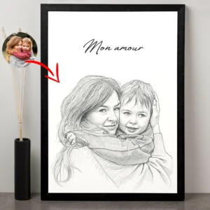 Portrait personnalisé en noir et blanc (tableau)